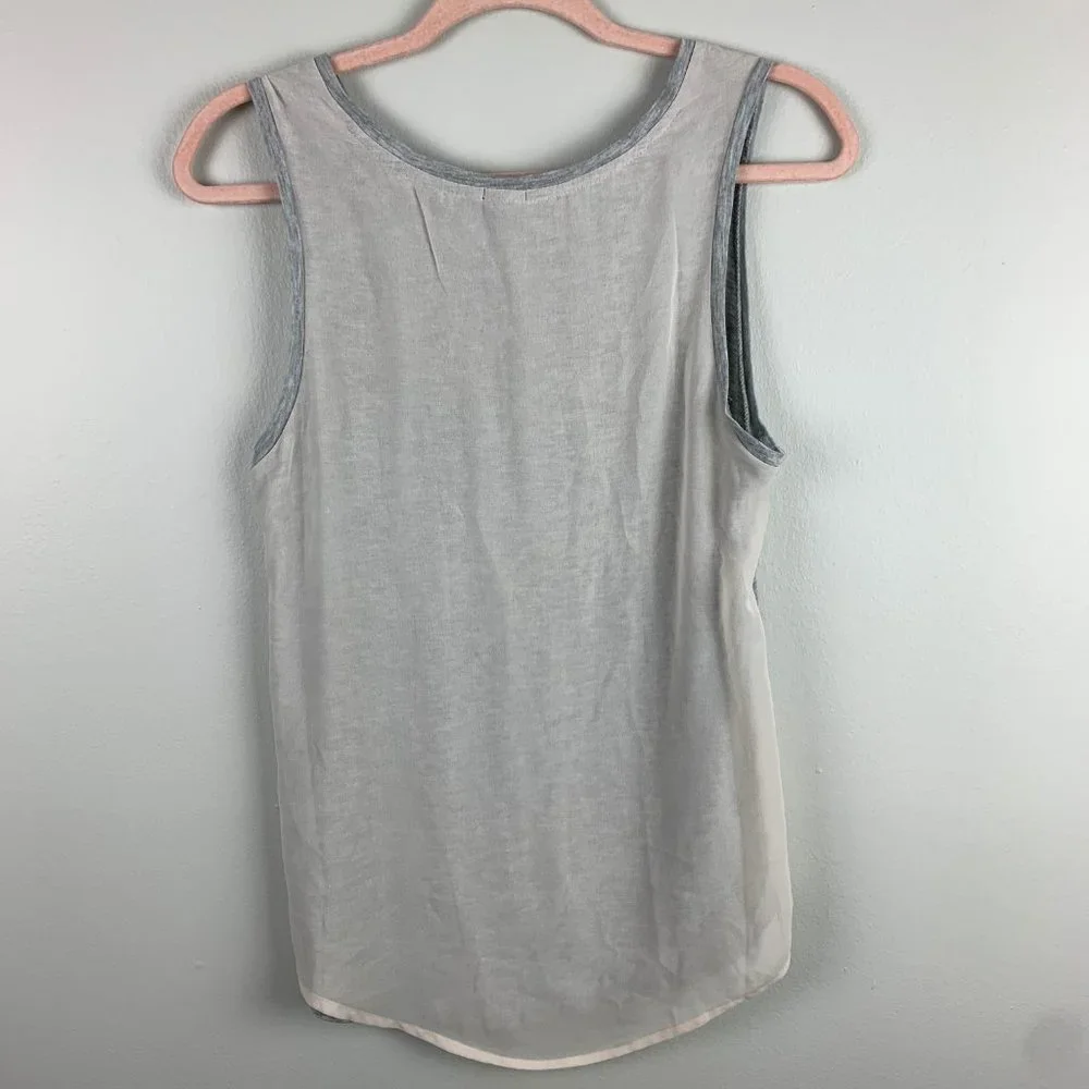 J. Crew Prima Jersey Chiffon-Back Tank Top Size XS Gray Cream Mixed Media - Picture 4 of 4